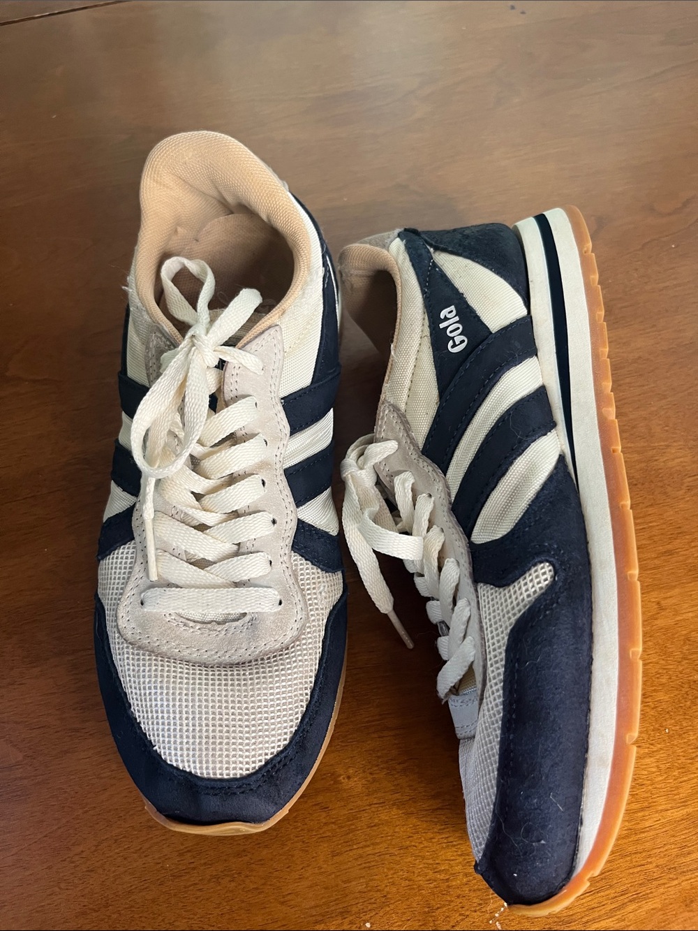 Gola X J. Crew Casual Lace-Up Sneakers in Beige and Navy women’s 7